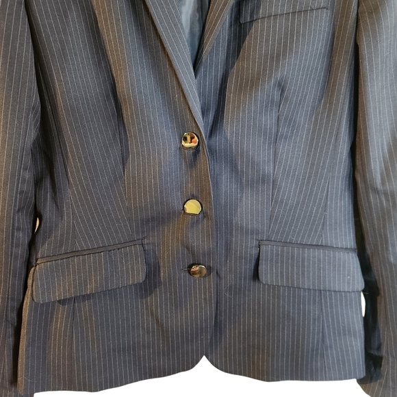 Calvin Klein size 4 blue striped long-sleeve button-down Blazer Suit  Jacket - Picture 2 of 10